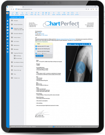 ChartPerfect EHR customizable notes and forms for orthopedic practices